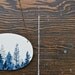 Tree Line Vignette Necklace - large hand painted blue and white wooden pendant on copper chain