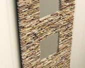 neutral mirror, wall art- made from recycled magazines