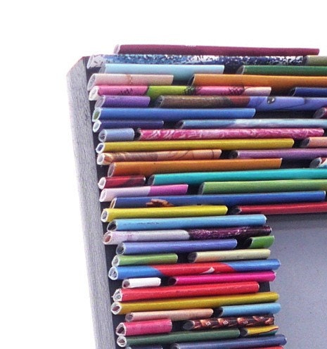 colorful picture frame (portrait) - made from recycled magazines