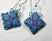 Millefiori Quilty Square Drop Style Polymer Clay Earrings