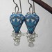 RESERVED-Millefiori Polymer Clay Heart Weave Dangle Earrings with Moonstone and Pearls