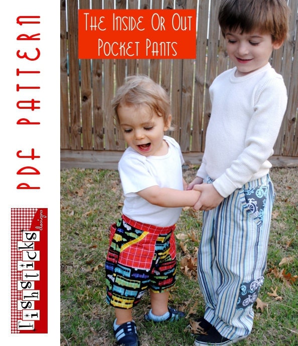 PDF Sewing Pattern:  The Inside or Out Pocket Pants Infant - Toddler (Instant Download)