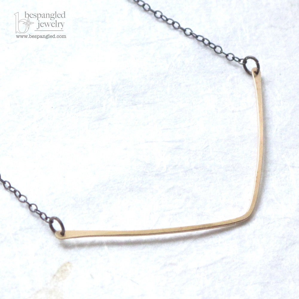 Modern Chevron Necklace, Edgy Two Tone Metal - 14k gold fill with blackened sterling silver Minimalist Style Fashion