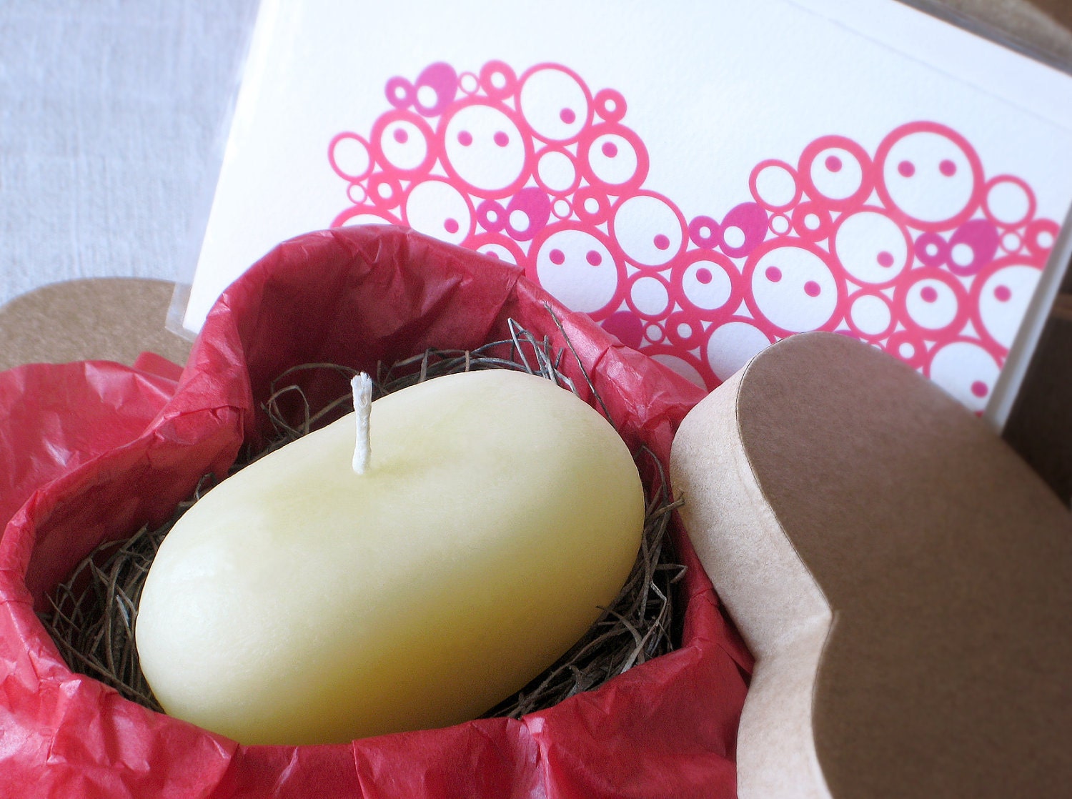 Valentine's UNA Pure Beeswax ROCA Candle and I Love U Card - Classic or Scented with Organic Essential Oils
