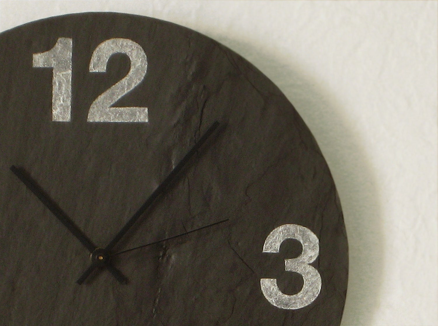 CHALK NUMBERS Large Black Salvaged Slate Wall Clock - Father's Day, Housewarming & Wedding Gift