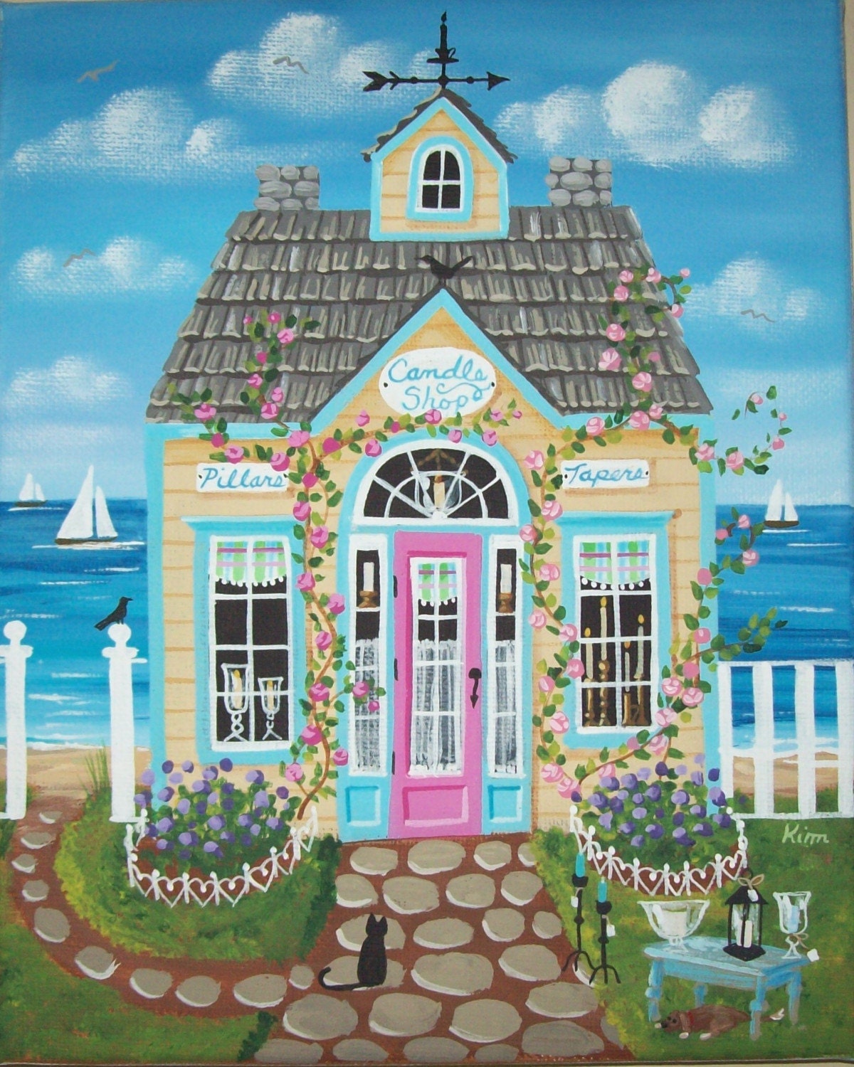 Candle Shop Folk Art Print