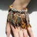 Tribal Pheasant Feather,Leather Bracelet with Boho Glass Beads, OOAK design