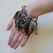 Tribal Pheasant Feather,Leather Bracelet with Boho Glass Beads, OOAK design