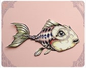 Fish Paper Doll - Articulated Paper doll handmade by the Filigree - Fairy Tale Articulated Moveable Doll