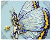 Butterfly Paper Doll  handmade by the Filigree -  Blue Yellow Teal Black