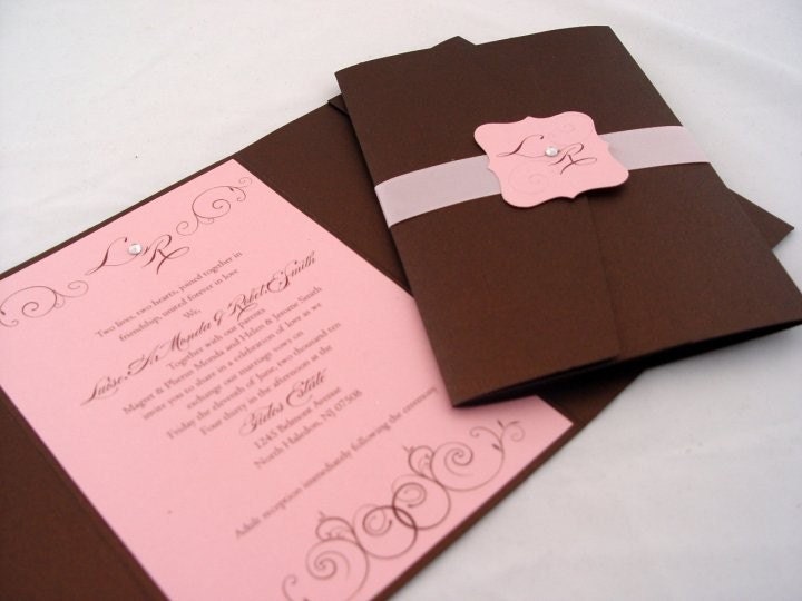 Elegant Pink and Brown Wedding Invitation Il_170x135
