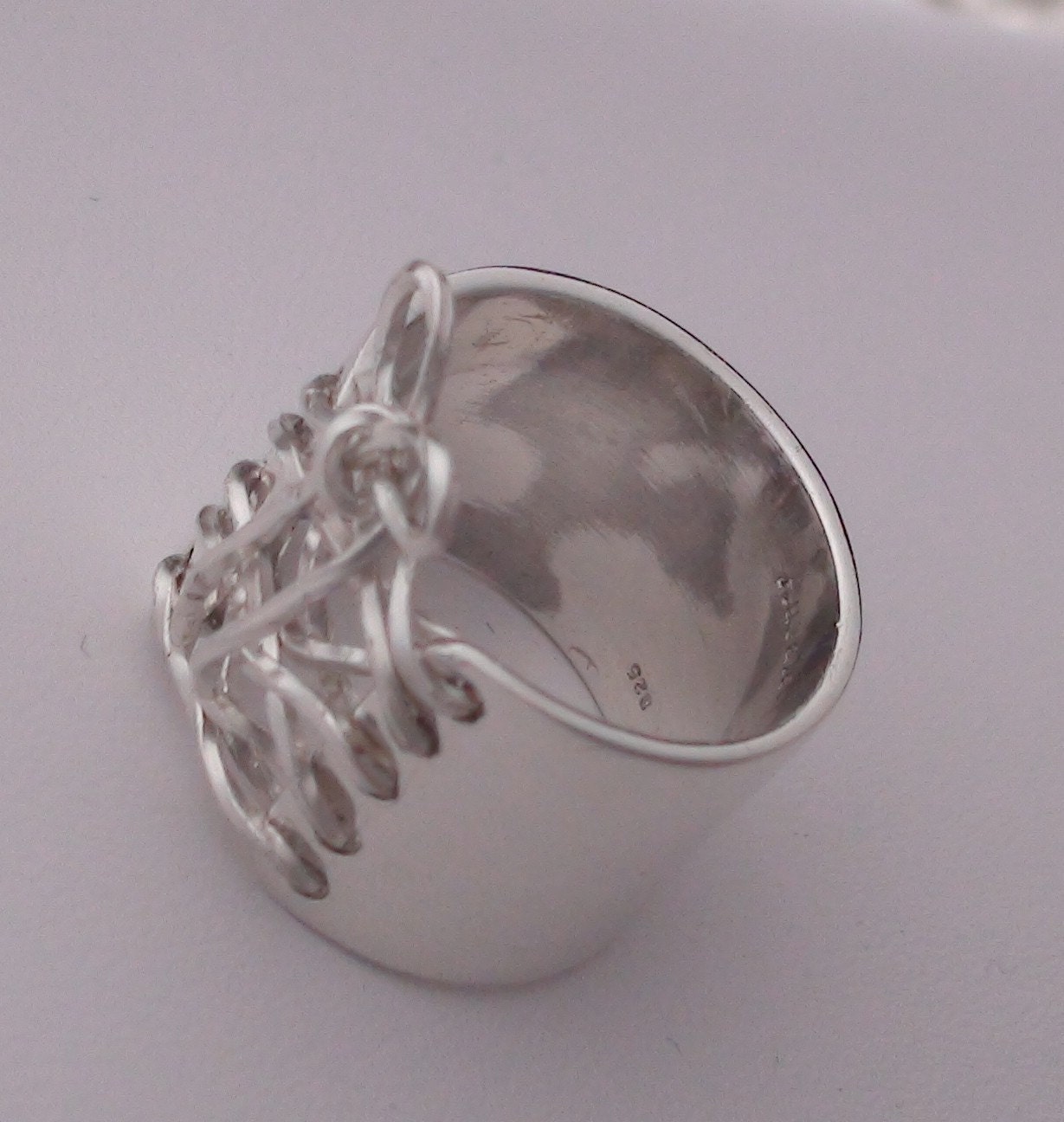 Sterling Silver Wide Band Wired Corset Ring with Bow FREE SHIPPING