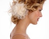035- CHARLOTTE- double flower fascinator, bridal, hair, headpiece, clip
