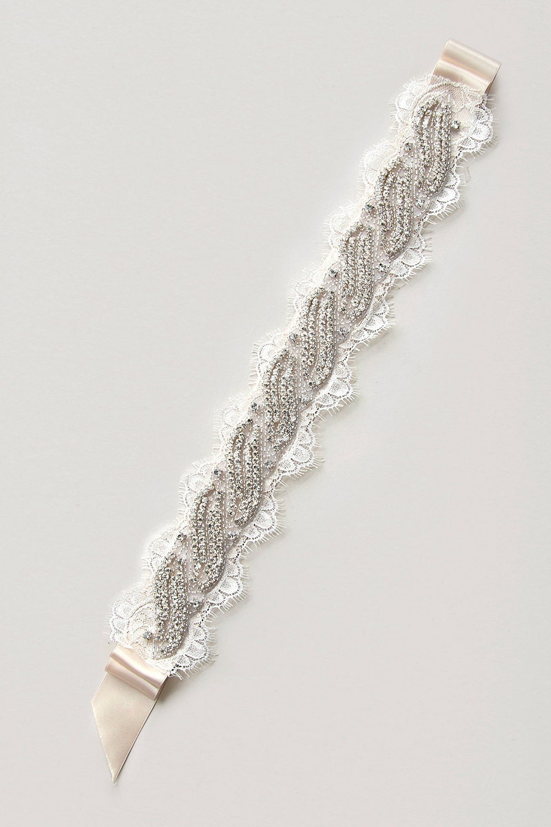 BRIDGETTE- crystal sash, rhinestone sash, wedding sash, bridal belt, lace
