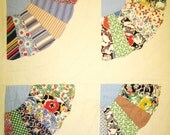 Antique quilt blue FANS vintage 1930s