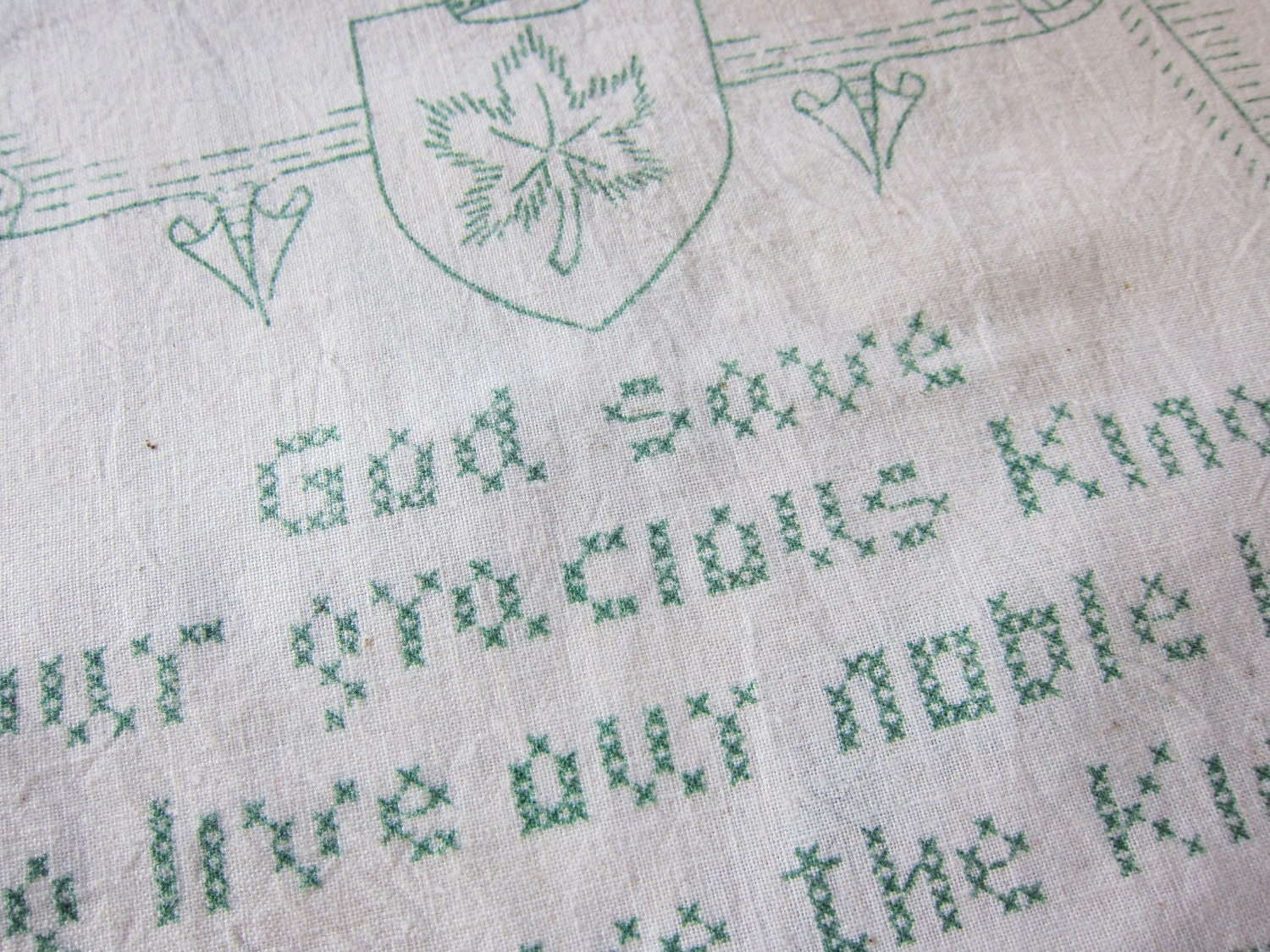 Coronation antique stamped embroidery panels 1936 or 1910