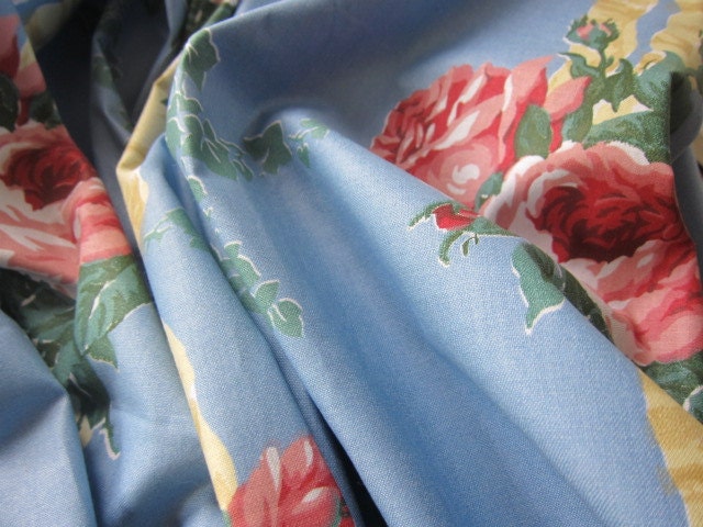 Vintage fabric roses with ribbons Romantic cotton chintz