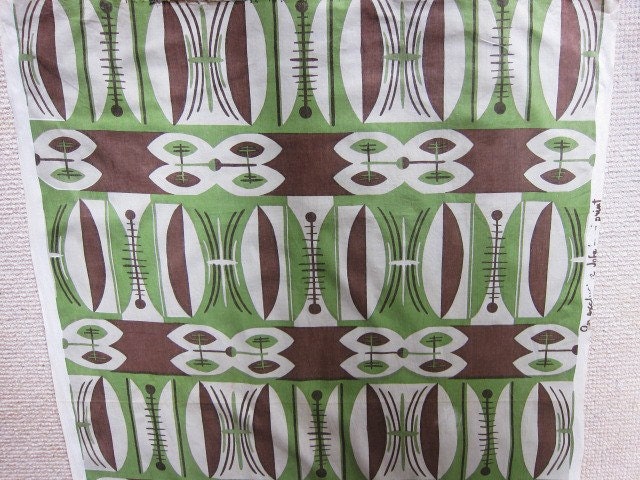 Mid century modern fabric 1950s hand printed