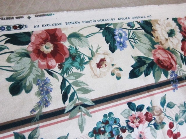 Floral striped chintz vintage  4 yards