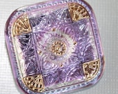 Square Glass Czech Pink Violet Button 40mm