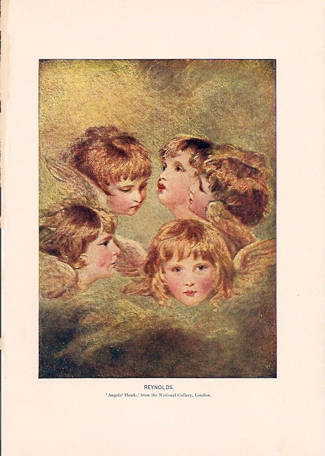 Angels Heads - Antique Color Plate from 1906 Encyclopedia