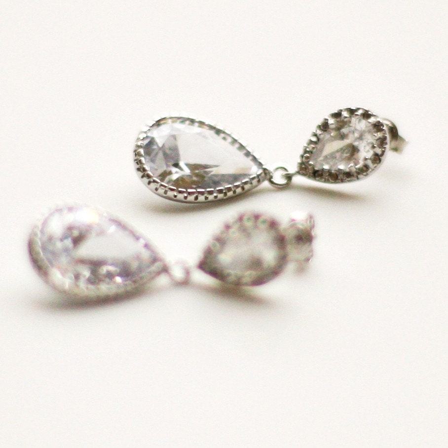 Bella - Vintage Rhinestone/CZ Drop Earrings