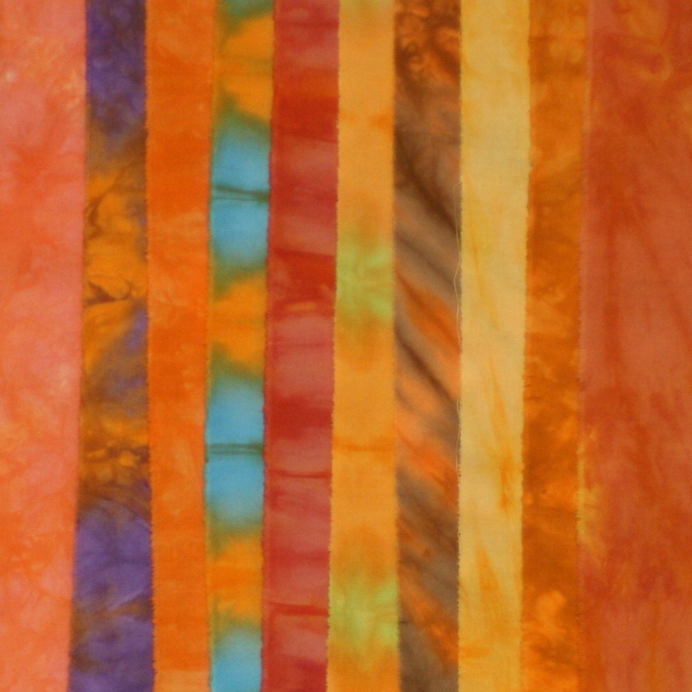 Hand Dyed Fabric - ORANGES Stash Pack - 10 Fat Eights