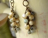 Boho Amazonite and Shell Beaded Dangle Earrings - Pistachio Creme