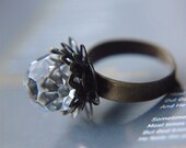 Dome Shaped Swarovski Crystal Adjustable Ring - The Sparkling Lily.