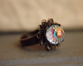 Multi Colored Disco Ball Swarovski Crystal Adjustable Ring - After the Rain.