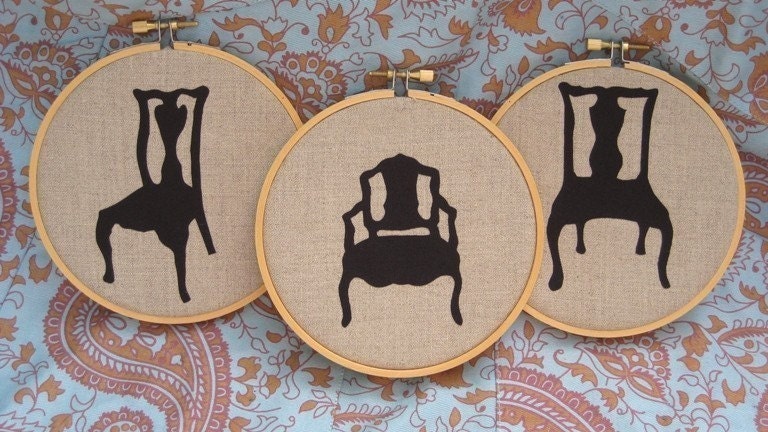 chair silhouette applique trio as seen in Country Living Magazine