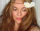 Headband, Halo Headband, Flower Crown, Flower Headband- SIENNA, Headband, , Accessories, Wedding, Bridal,  White flowers, Bohemian
