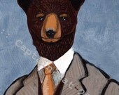 R M Rilke Bear In Suit Original Signed Art Print