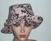 Fabulous Fedora in Linen and Brown Damask