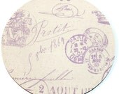 Mouse Pad - round  mousepad / Mat - French Stamp Dossett - purple