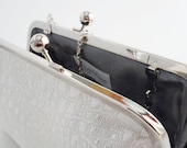 White Bridal Clutch Bridesmaids Clutch for Wedding White and Silver Chain