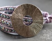 Pendant Beaded Fresh Water Pearl Leather Wrap Bracelet