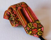 Ready to ship Monograming not available Wide Camera Strap for DSL camera Brown, pink  green floral with stripe reverse and lens cap pocket