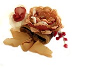 Wrist corsage. Cuff bracelet leather with silk flowers. Steampunk wedding bridal bridesmaid. Prom boho chic rustic Valentine