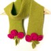 Knit felt scarf with flowers and leaves winter warm scarf