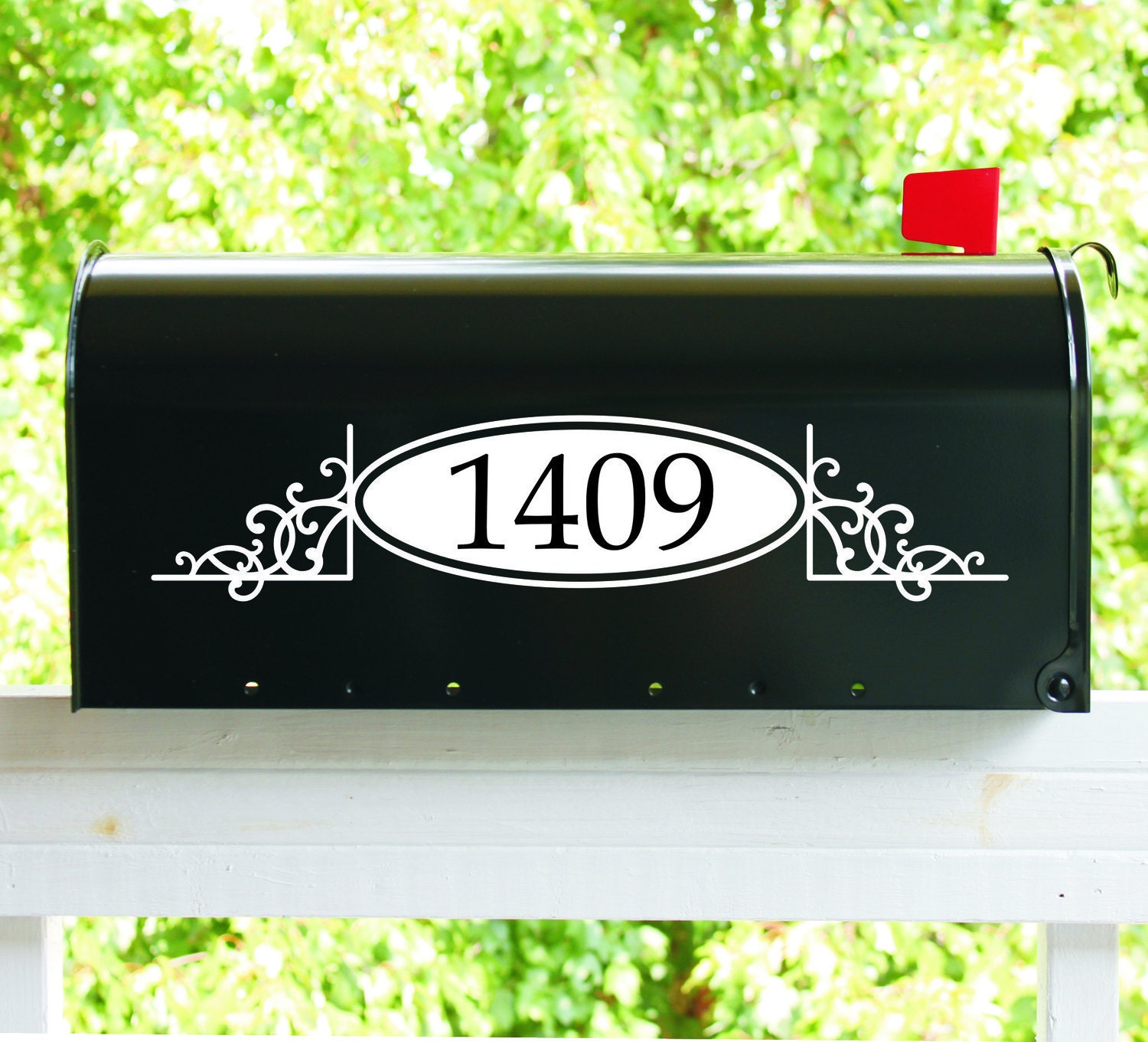 TWO SIDES - Oval Mailbox Address Vinyl Decal