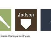THREE color triple block baseball decal