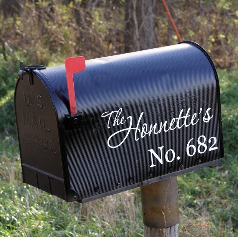 LARGE mailbox - TWO SIDES - Casual Monogram Mailbox Address Vinyl Decal