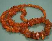 Wonderful 1960s graduated polished real natural organic baltic amber chip necklace in marvelous goldbrown colors