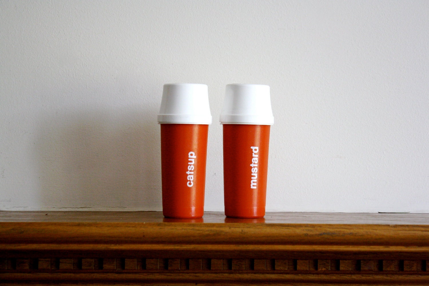 Vintage Tupperware Condiment Set Catsup and Mustard pumps