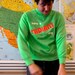 Neon 80s Sweatshirt Have a Radiant Day Lime Green Medium Men's Vintage Pullover