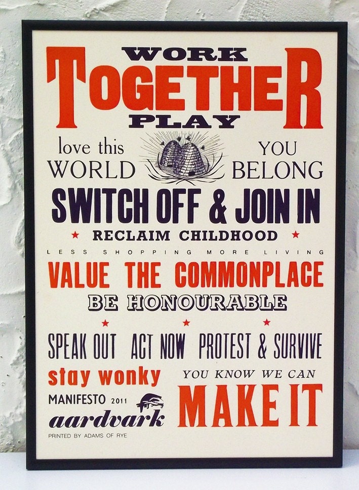 Letterpress Print - 2011 manifesto
