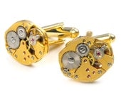 Steampunk Vintage Gold Watch Movement Cuff Links