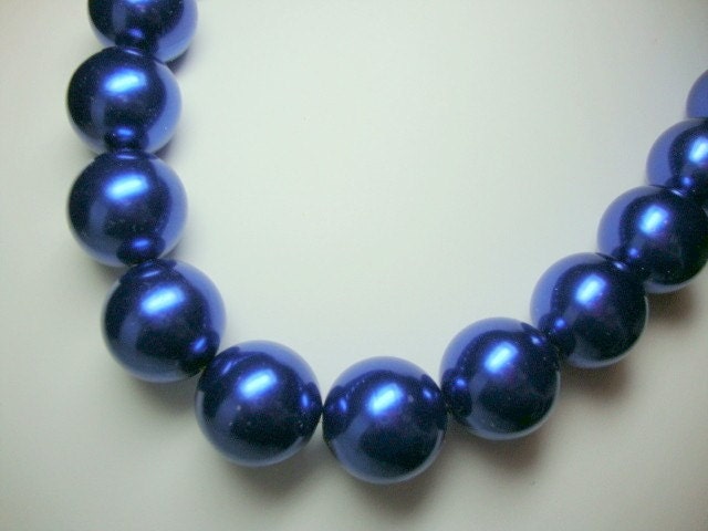 Sapphire Delight Large Blue Pearl Necklace Formal Occasion Wedding Jewelry
