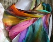 Hand Dyed Over the Rainbow Silk Scarf